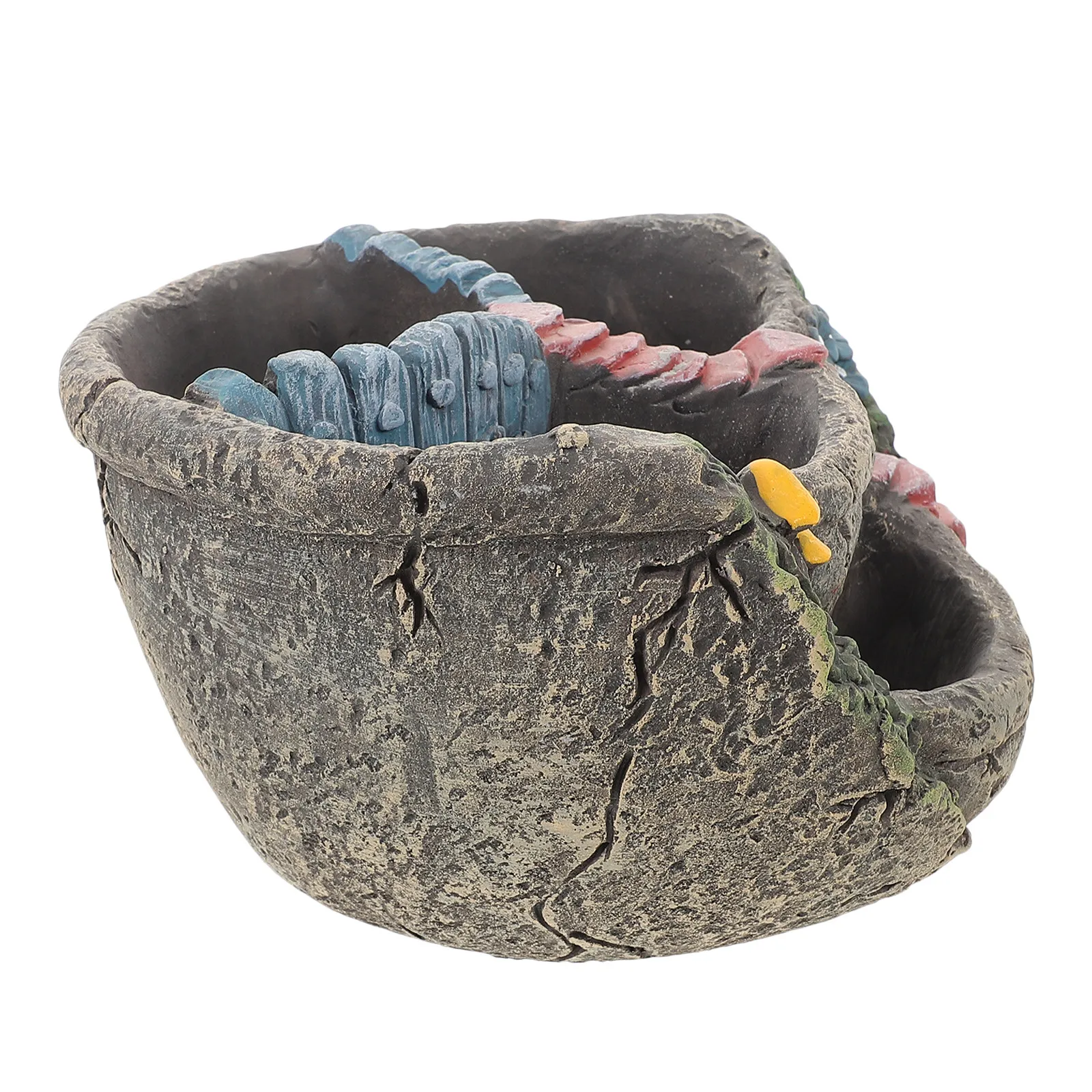 Small Succulent Planter Pot Textured Cement Planter with Drainage Hole Farmhouse Vintage Style Decorative Container for Home