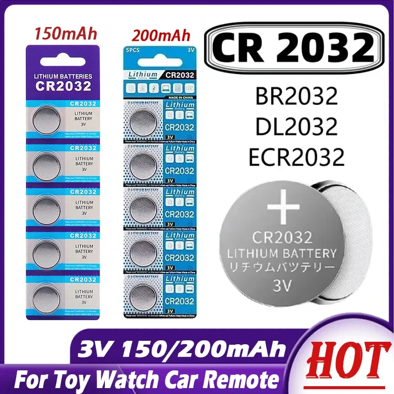 100% Original  CR2032 3V  Long Lasting Lithium Battery DL2032 BR2032 5004LC 2032 for Watch  Toys Car Key Calculator  Screwdriver