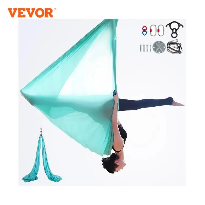 VEVOR Aerial Silk 11yd 9.2ft Aerial Yoga Swing Set Yoga Hammock Kit Antigravity Ceiling Hanging Yoga Sling Carabiners