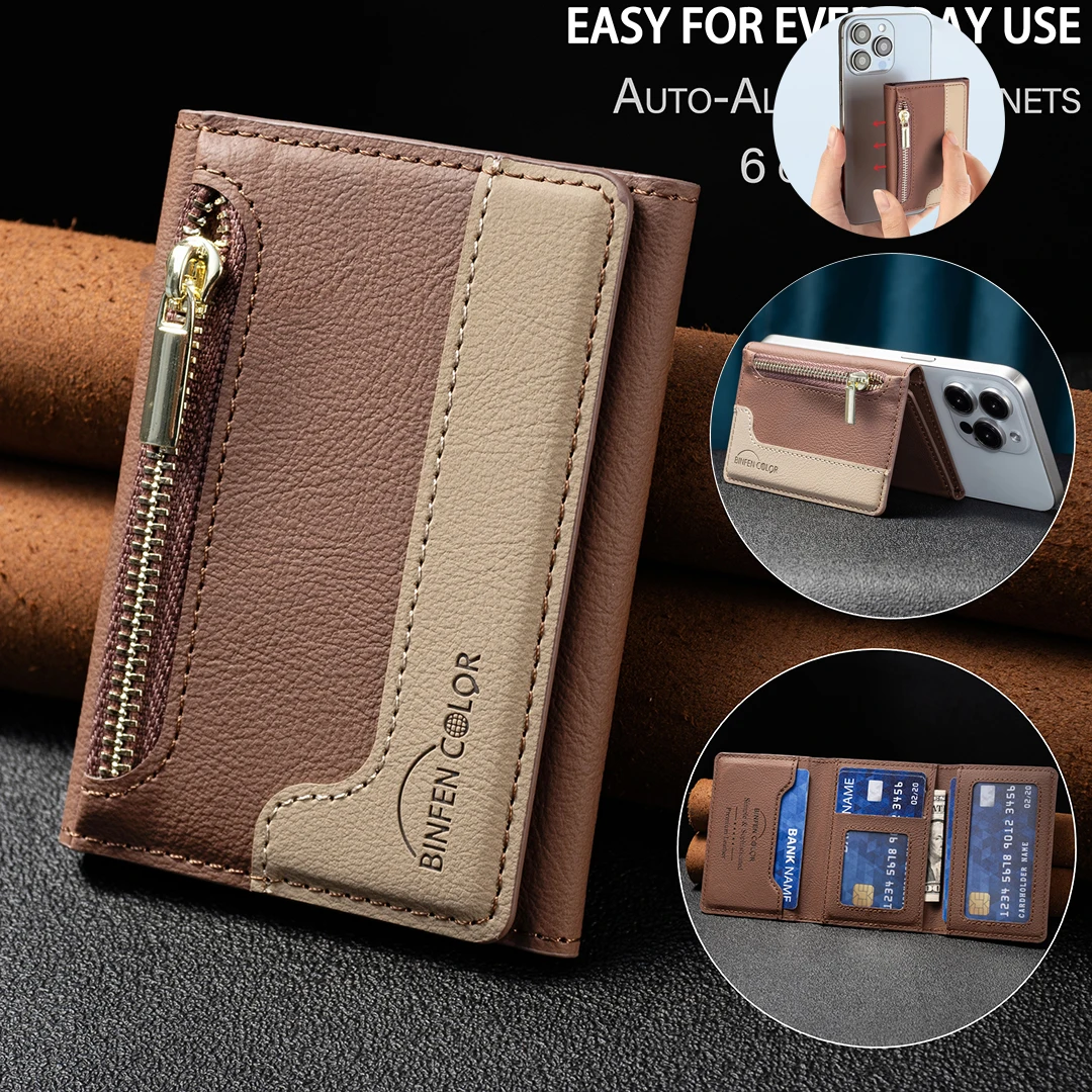 

Кошелек EUCAGR из искусственной кожи с магнитным креплением для кредитных карт (на 5 карт) и сильными магнитными элементами | Кошелек-клипса для удостоверения личности