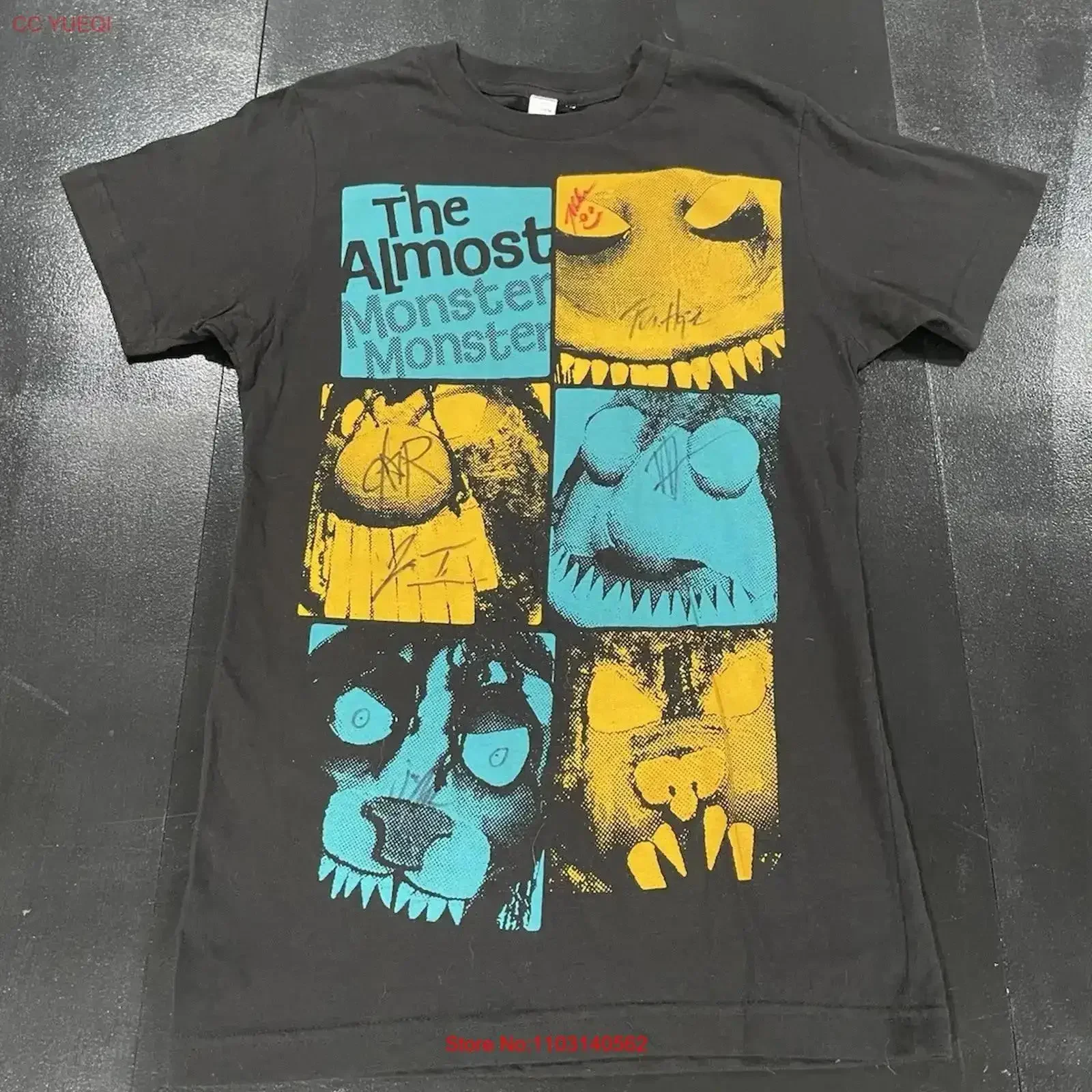 The Almost Band Monster Signed T Shirt vintage Washed Breathable Slightly Versatile designer clothes fashion Soft vintage