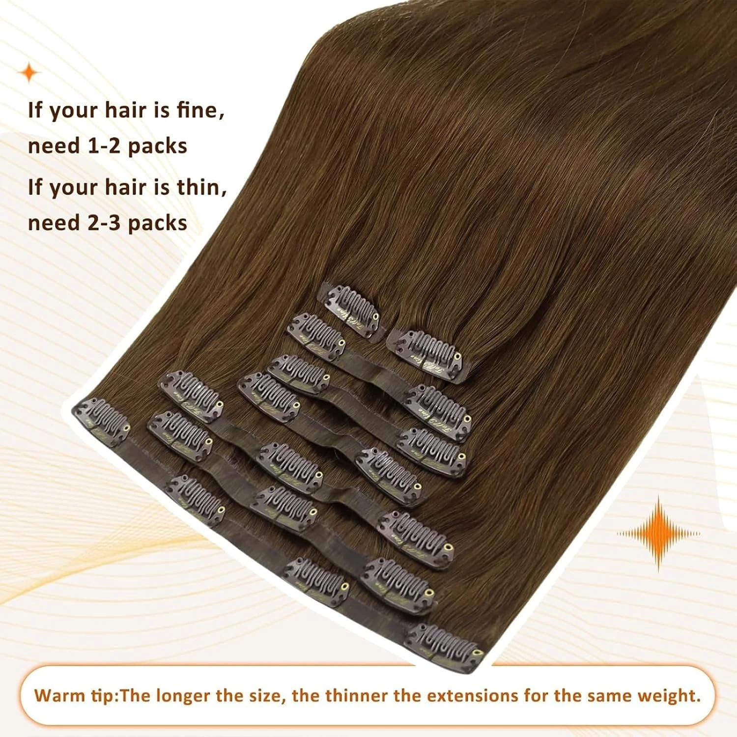 Full Shine Seamless Invisible Clip in Extensions Human Hair 8 Pcs Remy Straight Hair for Women