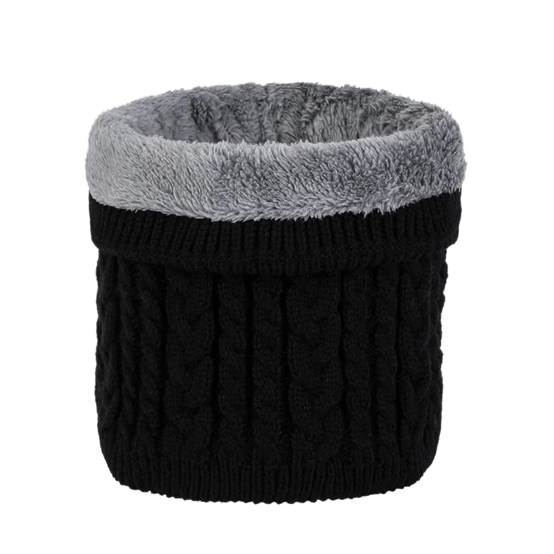 Unisex Winter Hiking Cycling Scarf Fleece Lined Knitted Scarf Chunky Neck Warmer Soft Double-Layer Loop Circle Scarves for Women