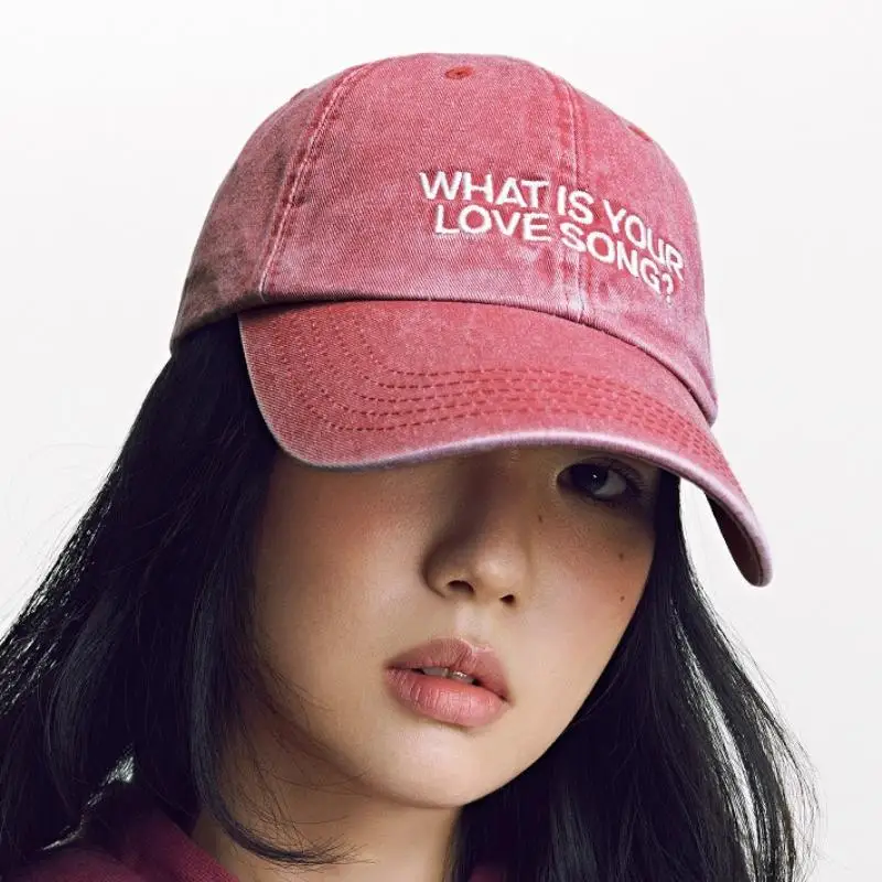 Washed Cotton Baseball Cap With Printed Distressed Soft Top Denim Hat Women Men Cotton Adjustable Baseball Hat Vintage Hat