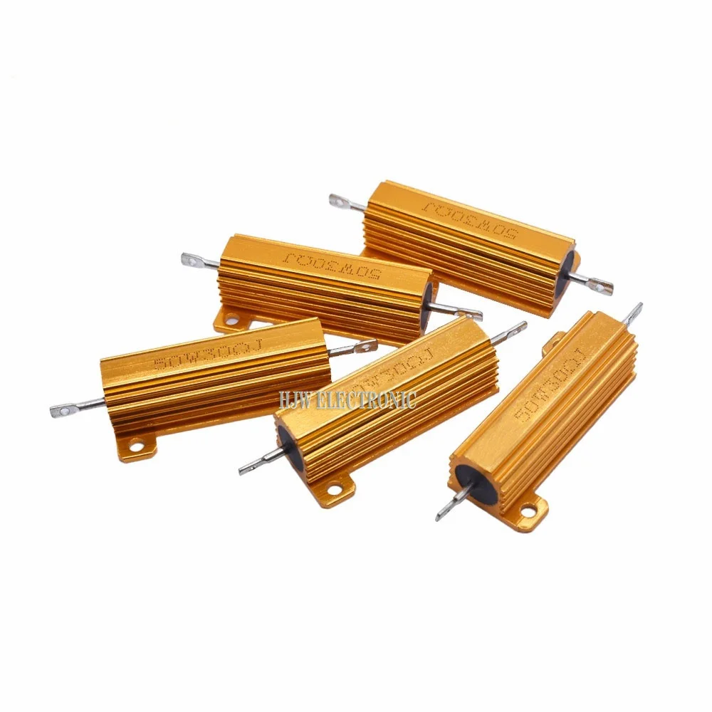 50W 100W Aluminum Power Metal Shell Case Wirewound Resistor 0.01R ~ 100K 1 6 8 10 20 200 500 1K 10K ohm resistance RX24