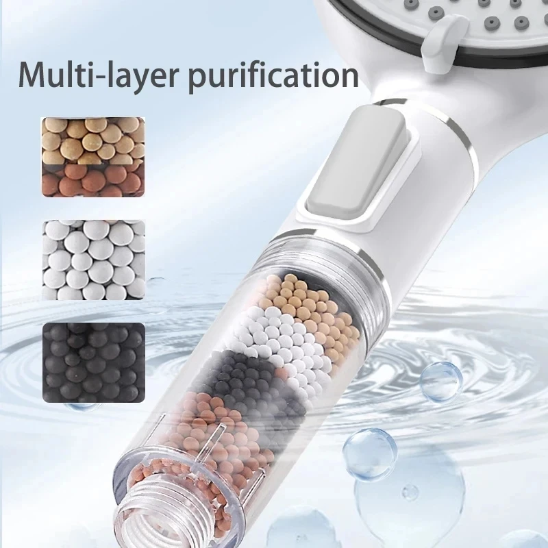 5 Modes High Pressure Shower Head Anti Limestone Filter Hygienic Remove Calcario Shower with Holder Hose Bathroom Accessories