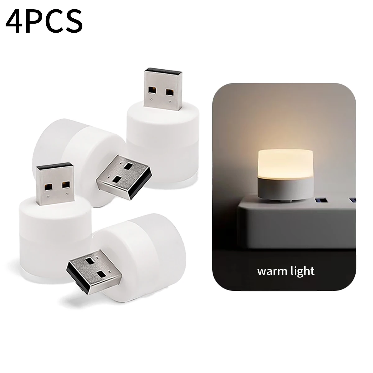 4Pcs Mini USB Night Light, Small Plug-In Led Ambient Light, USB Plug-In Night Light, Indoor Decorative Ambient Light, Suitable for Home, Living Room, Bedroom Light, Eye Protection Night Light, Bedside Lamp