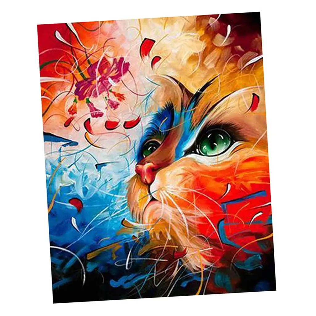 DIY Cat Paint by Numbers Kit Frameless Canvas Oil Painting Animal Artwork Coloring Book for Home Decor