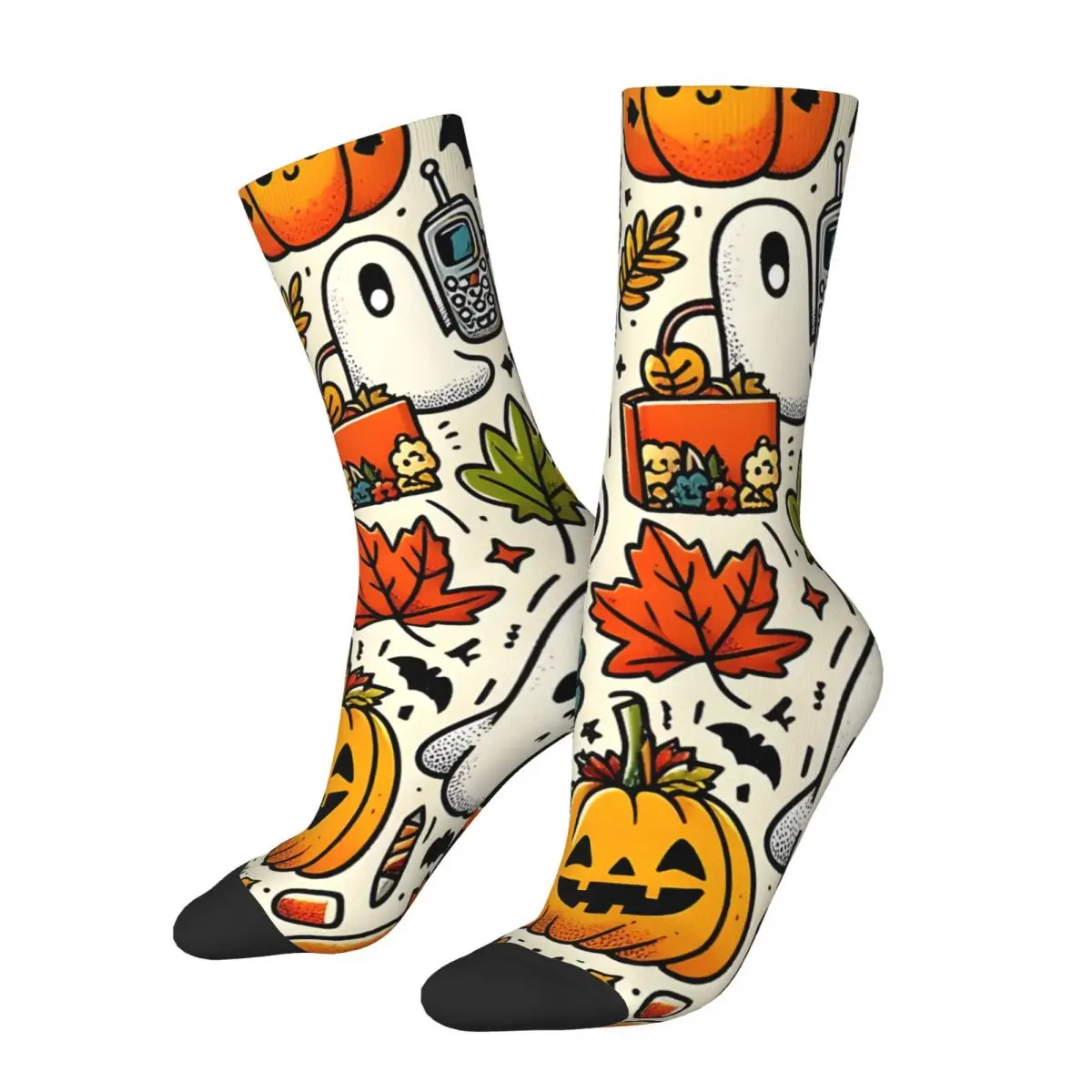 Pumpkin Spice And Pop Icons Parade Men's Socks Vintage Harajuku Street Style Novelty Seamless Crew Sock