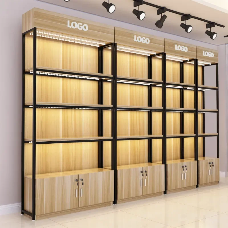 Supermarket Wooden Retail Shelving Display Shop Shelves Cosmetic Grocery Display Convenience Store Rack Shelves for Retail Store