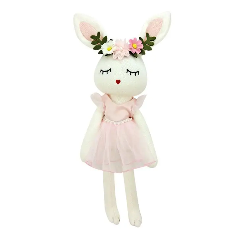 Knit Rabbit Toy Rabbit Doll Stuffed Animals Stuffed Bunny Cute Doll 14 Inch Plush Pillow Rabbit Plush with Tulle Princess Dress