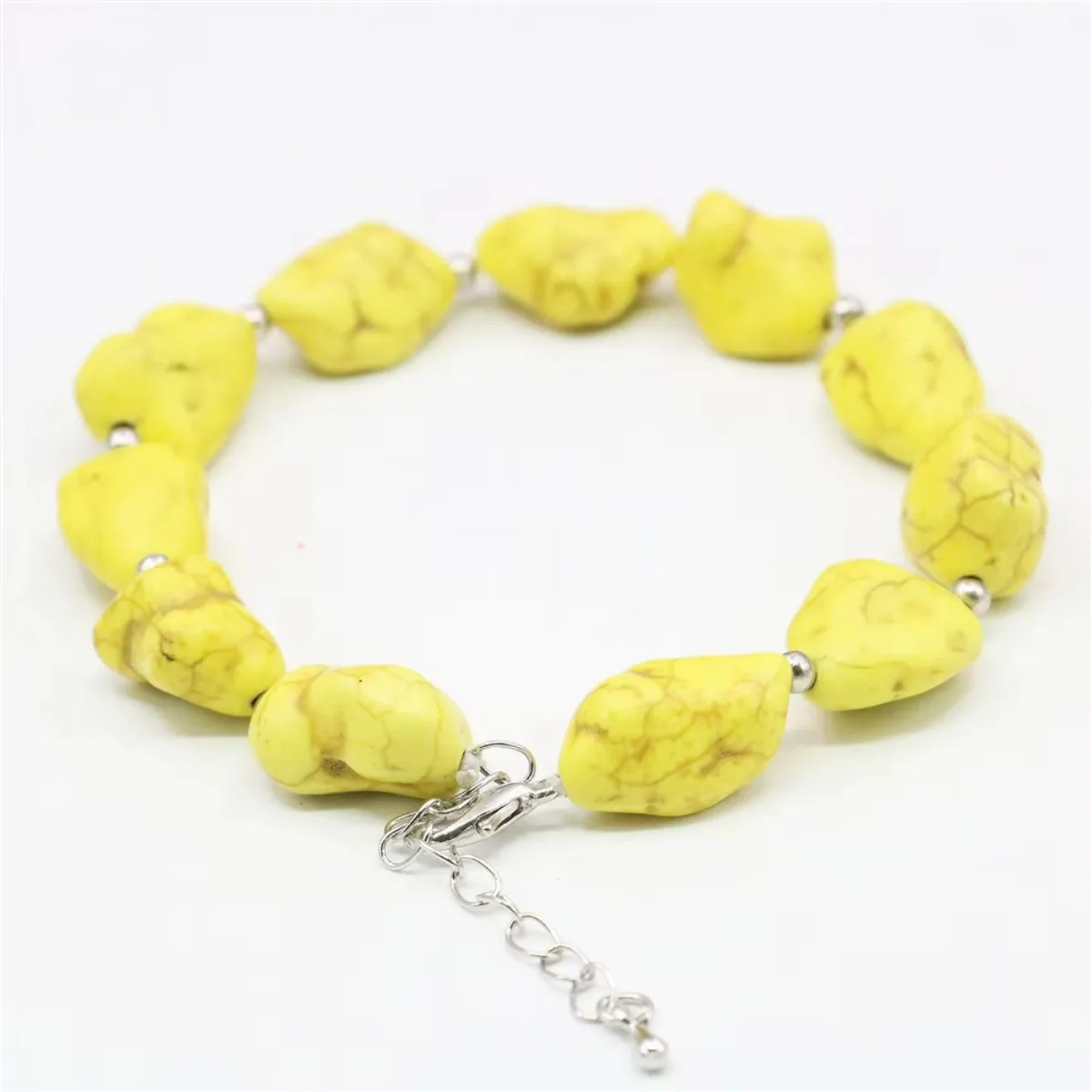 

6-12mm Yellow Irregular Turkey Turquoises Stone Bracelet Jewelry Making Design Hand Made Women Girls Gifts Alloy Accessory
