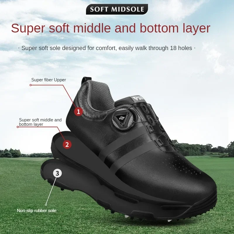 PGM wodoodporne trampki męskie buty golfowe oddychające trening fitness buty golfowe męskie antypoślizgowe obrotowe klamry trenerzy golfowe XZ186