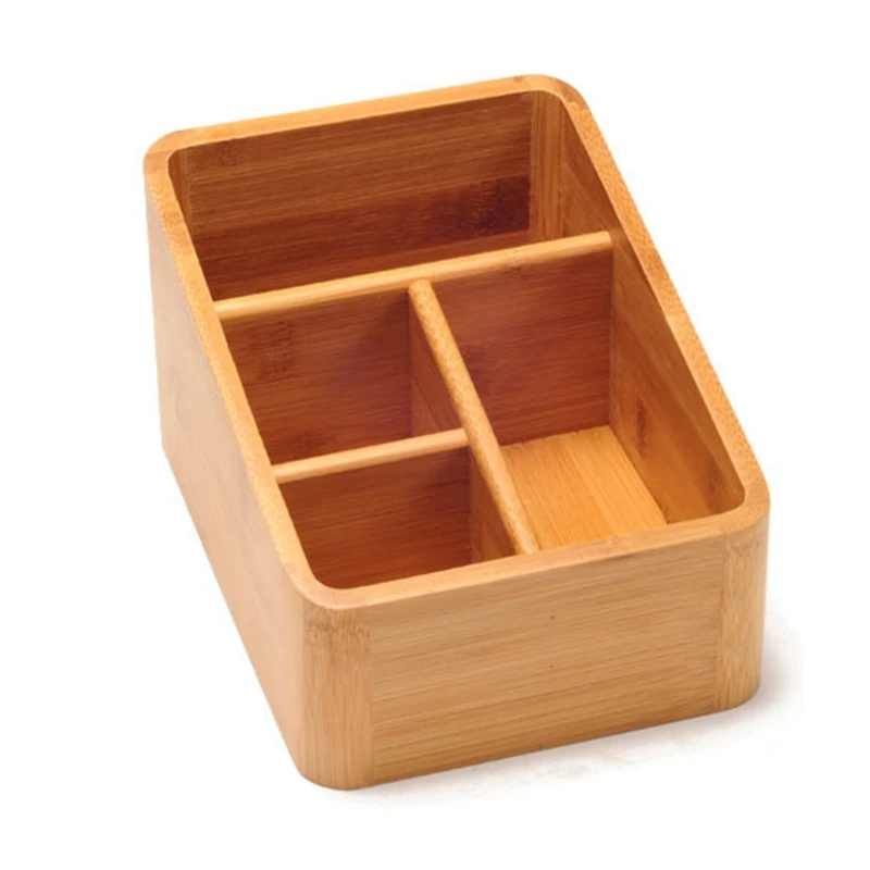 Creative Bamboo Desktop Sundries Storage Box Multi-Partition Arrangement