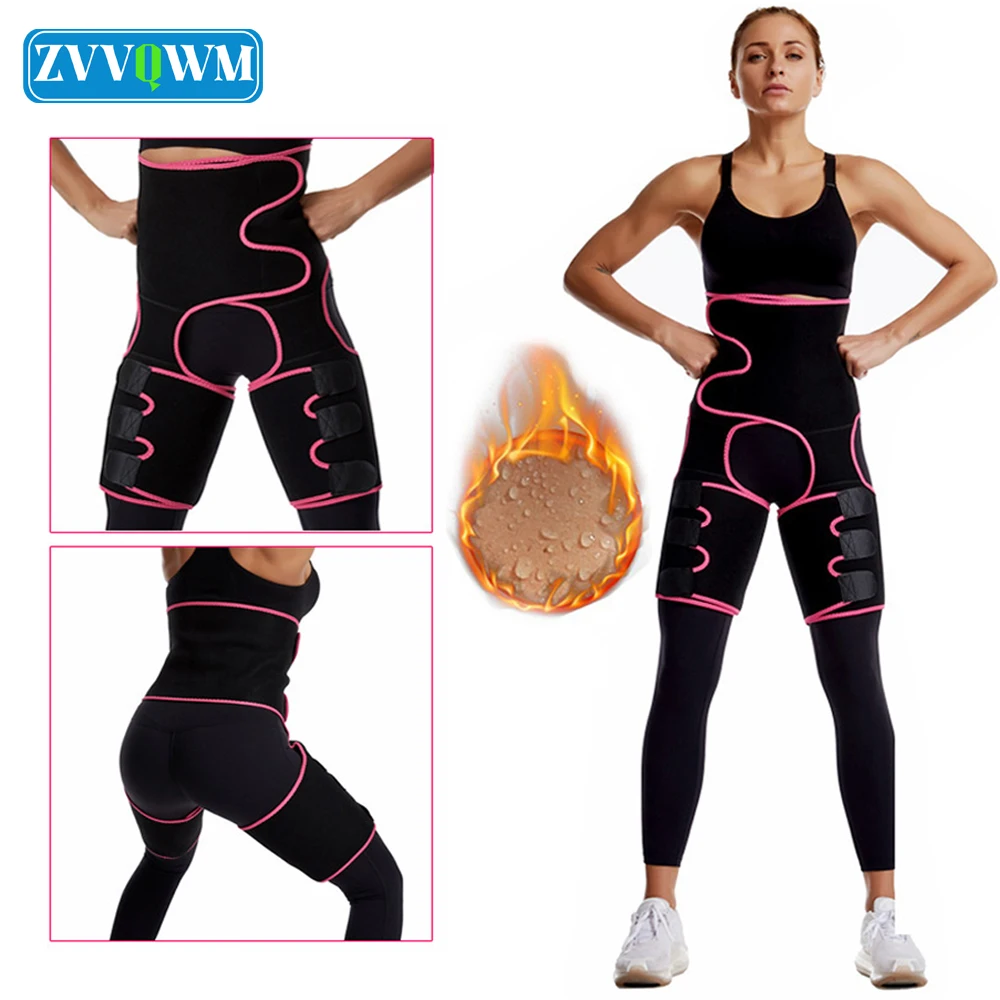 

1Set Adjustable High Waist Thigh Trimmer Women Working Out Full Body Waist Trainer Weight Loss Thigh Sweat Bands Waist Trainer