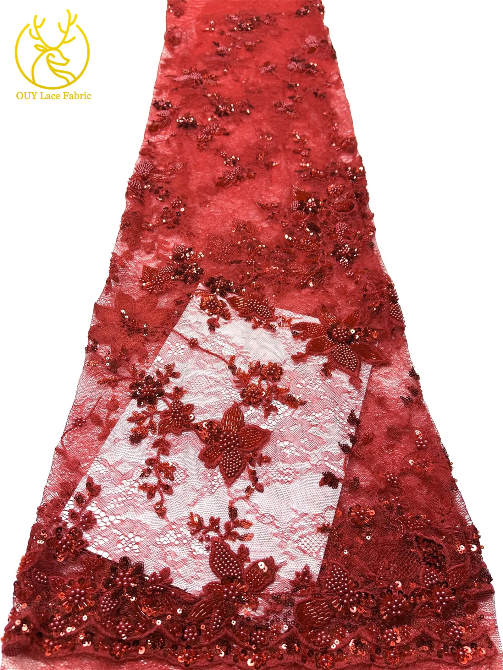 Grün Frankreich Damen Kleid Perlen Spitze Stoff 2026 Hochwertige afrikanische Stickerei Pailletten Spitze Stoff Party Abendkleid Stoff – Detail 17