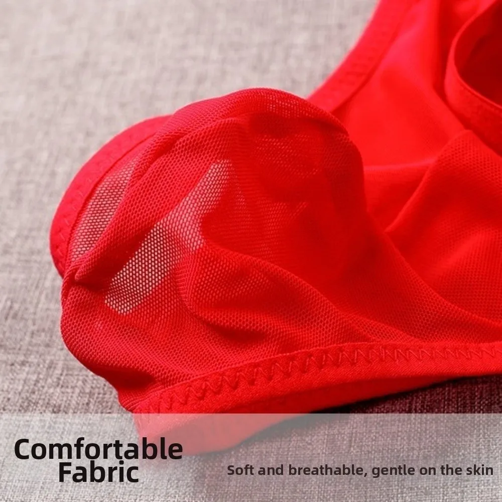 Lingerie Mesh Triangle Panties Low Waist Transparent Men Thin Briefs Thin Soft Breathable Underwear for Men Spring Summer