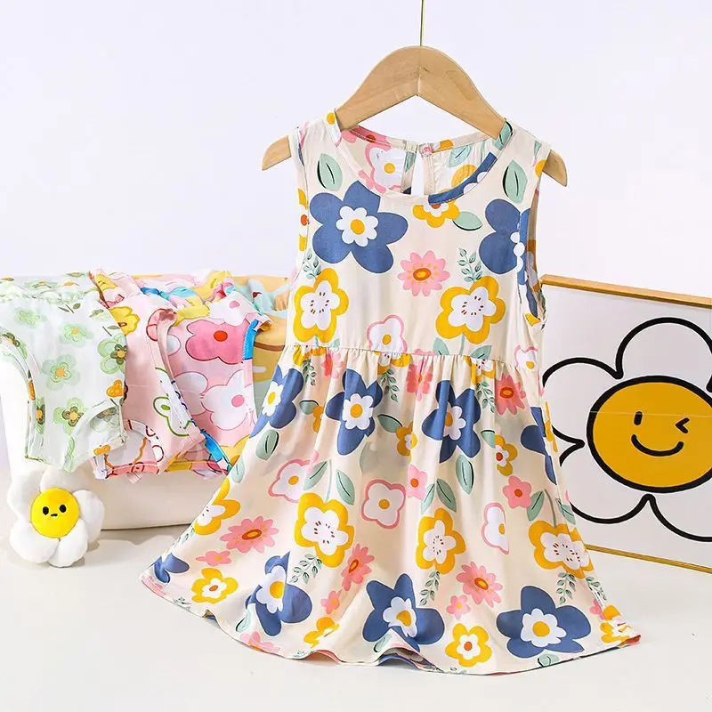 Children's and girls' dresses, fashionable floral and western-style princess style dresses for sleeping