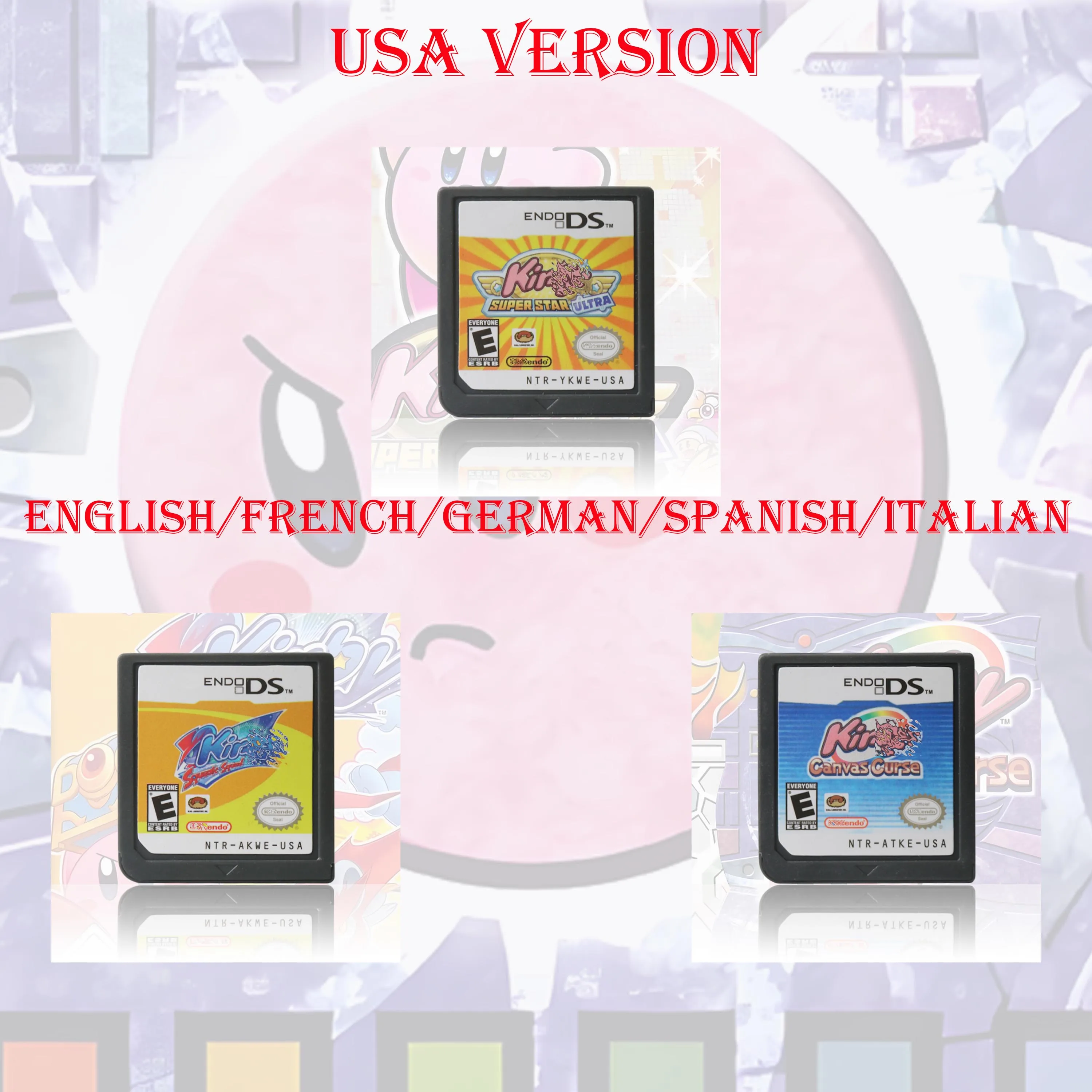

Kirb Super Star Ultra/Squeak Squad/Canvas Curse Series Version DS Game Cartridge Video Game Card USA Version Multi Language