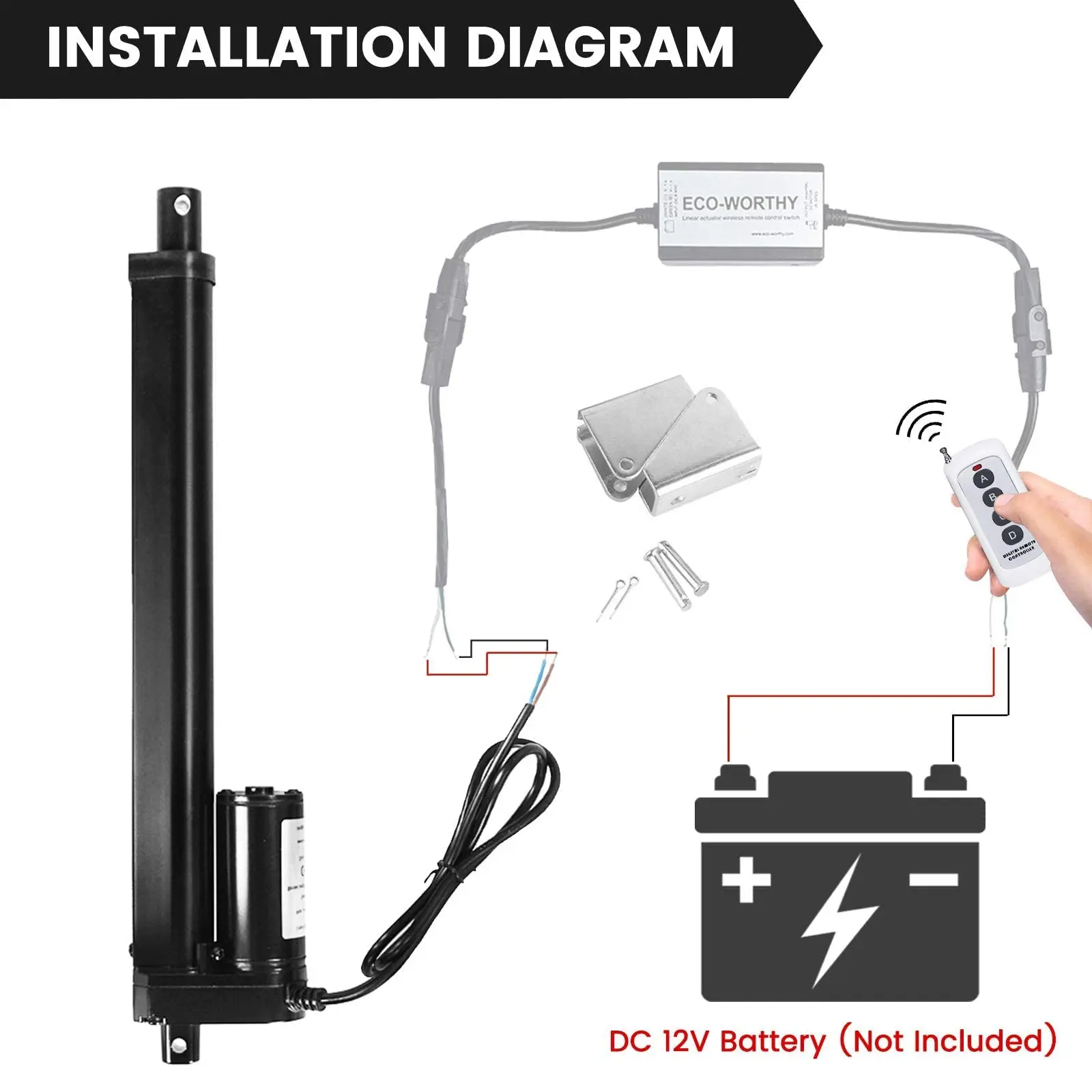 HAKIWO Customizable 24V Linear Actuator 50mm 100mm 150mm 200mm 250mm 300mm Stroke 1000N Linear Drive Electric Motor 90mm/s Speed