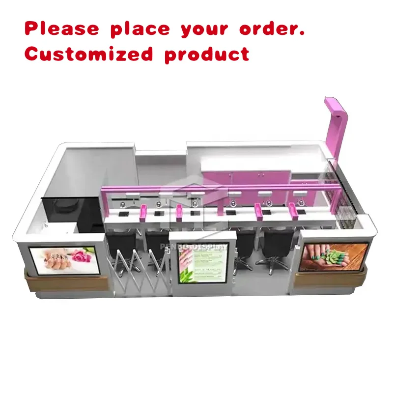 custom.Cosmetic Table Showcase Modern Nails Bar Supplies Nail Salon Furniture Manicure Nail Table Beauty Hair Salon Station