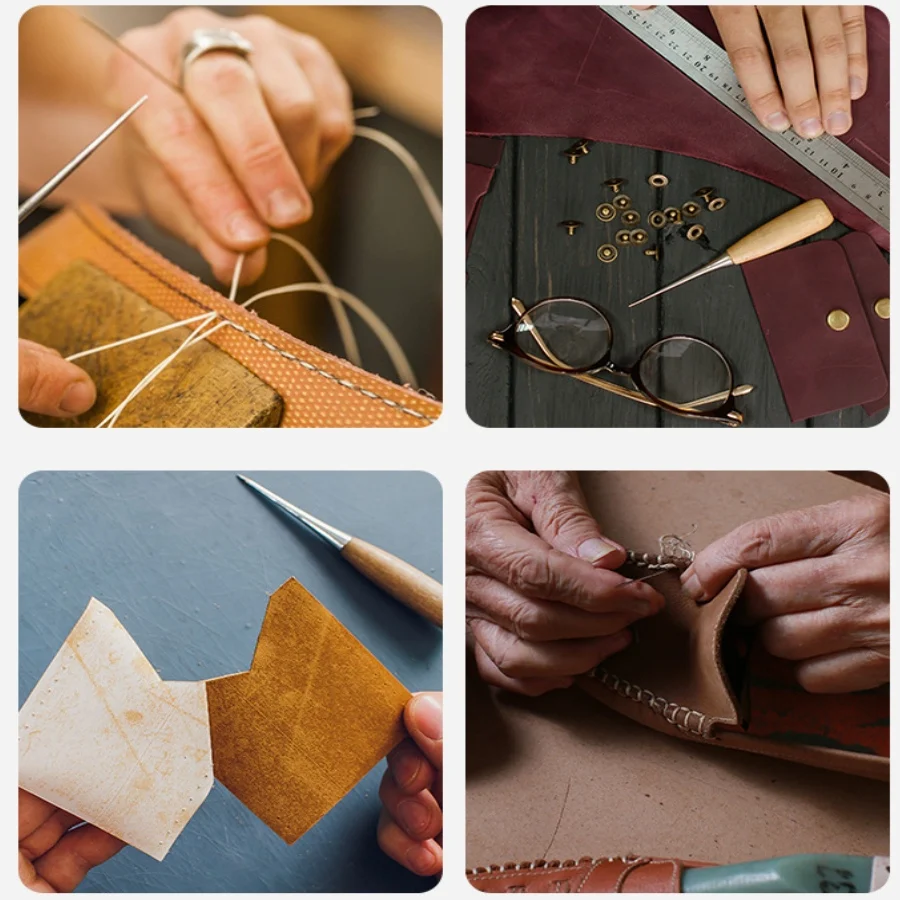 2er-Set Leder-Handnähwerkzeug: Lederhandwerk Lochstanzer, Näh- und Lochmacher für Näharbeiten – Detail 2