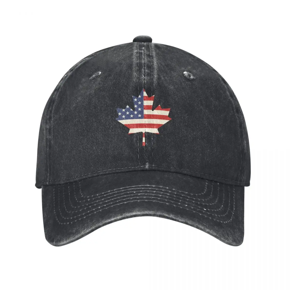 Flag of US in Maple Leaf, Canadian Americans Patriotic Gift Baseball Cap Snapback Cap Trucker Cap Rugby Luxury Woman Men's