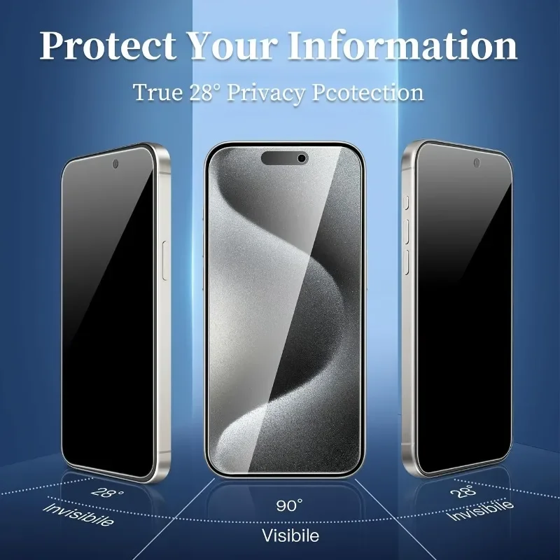 4 قطعة تغطية كاملة الزجاج المقسى حامي الشاشة الخصوصية آيفون 17 16 15 برو ماكس 16e 14 13 12 11 برو ميني XR XS ماكس الزجاج