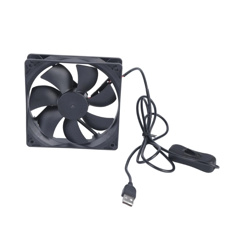 96BA Inline Control USB-Lüfter, bürstenloser 120-mm-Lüfter mit quadratischem Gehäuse, Eckmontagelöchern und USB-Stecker für – Detail 1
