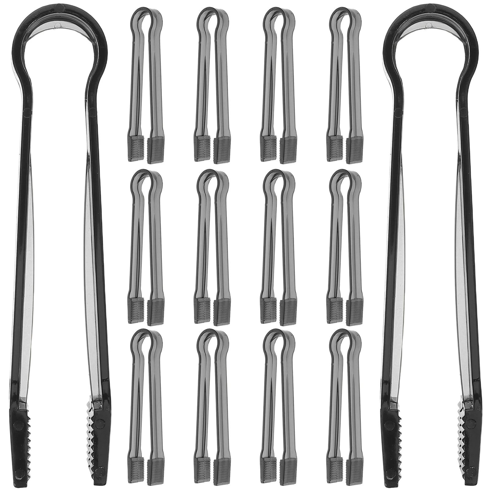 

15 Pcs Mini Ice Clips Transparent Kitchen Tongs Buffet Serving Appetizer Tools Plastic Food Reusable Clean BBQ Salad