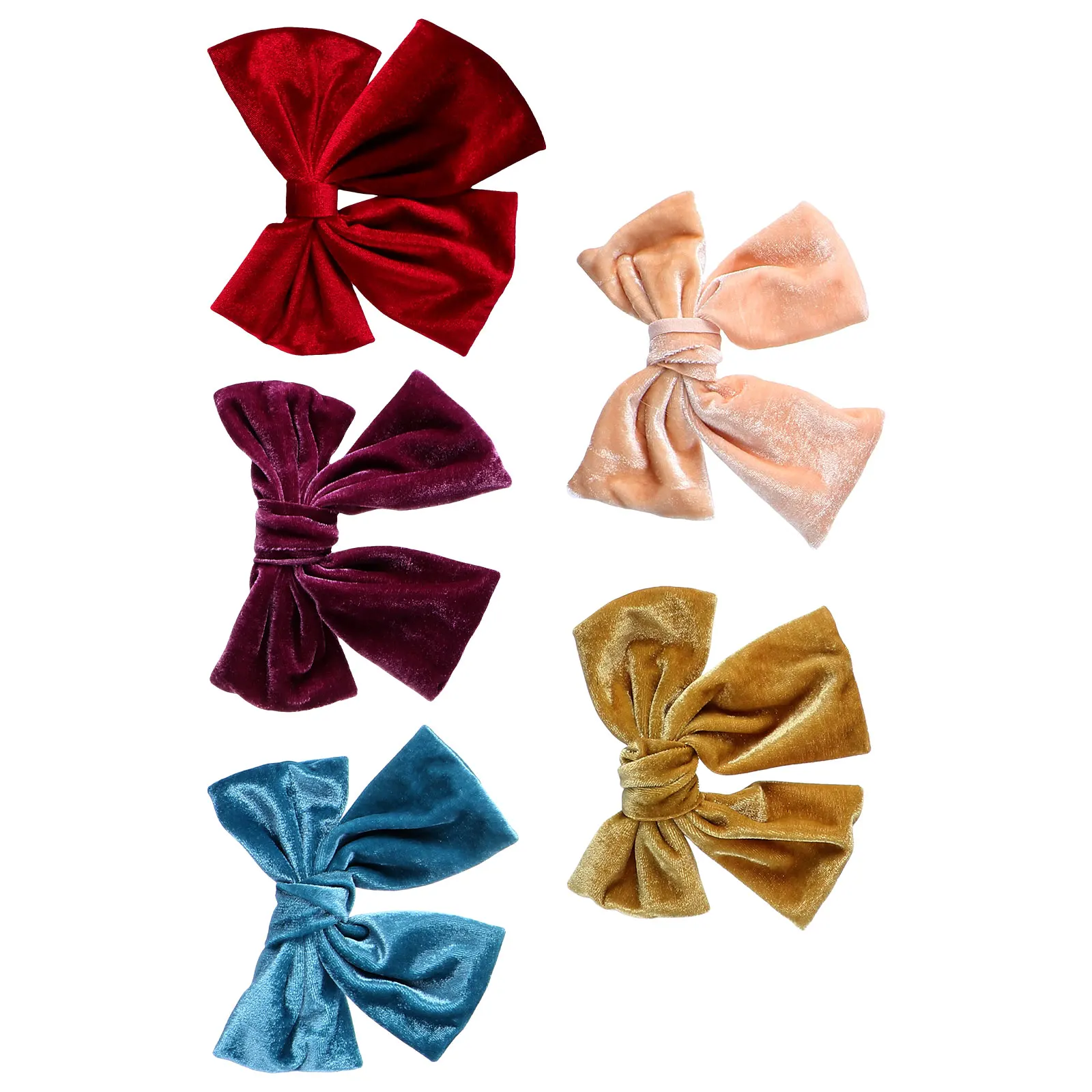 

5pcs Velvet Bowknot Hairpin Elegant Hair Clips For Female Fashionable Hair Accessories Colorful Barrette Kids Hair Decor