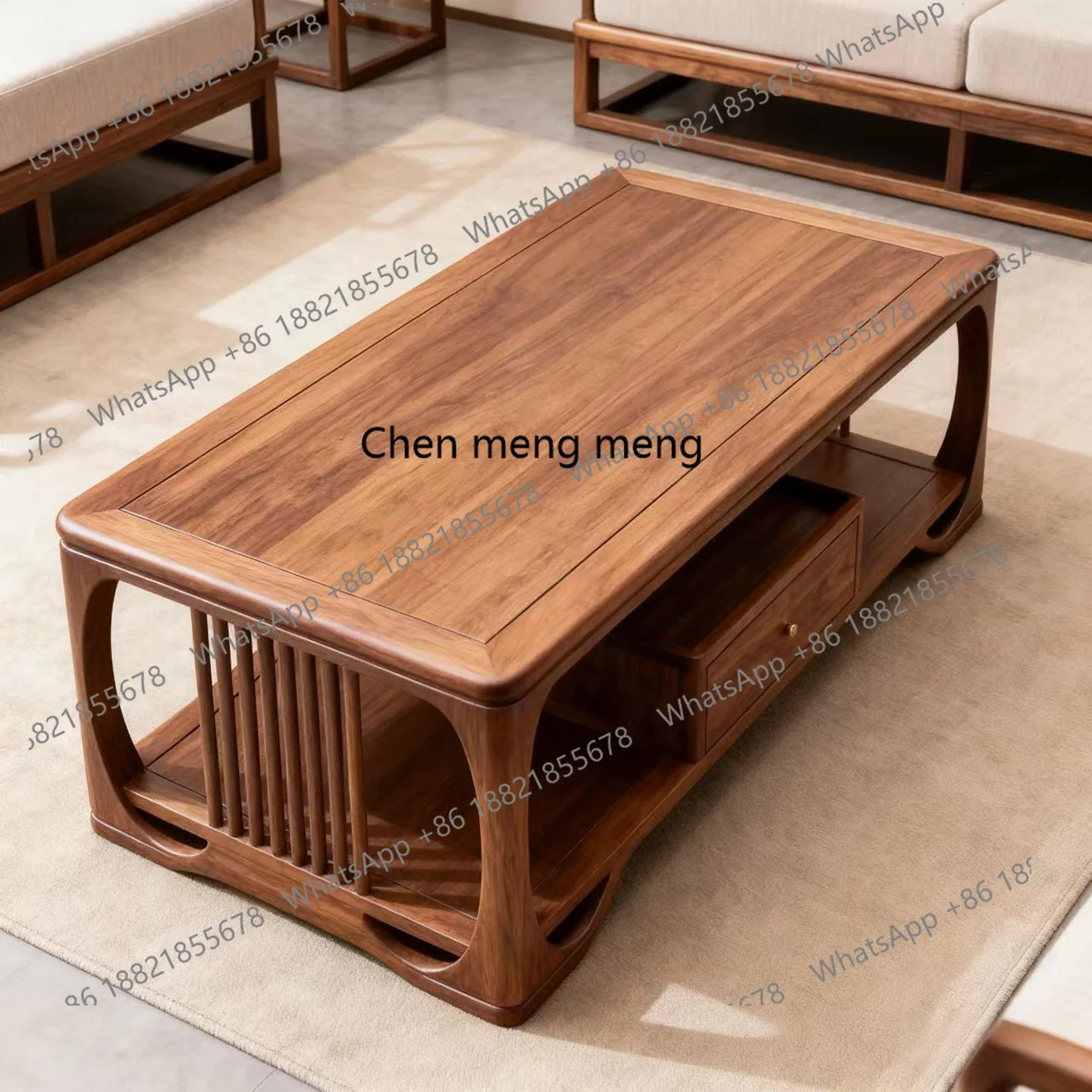 

Журнальный столик D80 для небольшой квартиры в новом китайском стиле, из черного ореха, для гостиной, новая модель