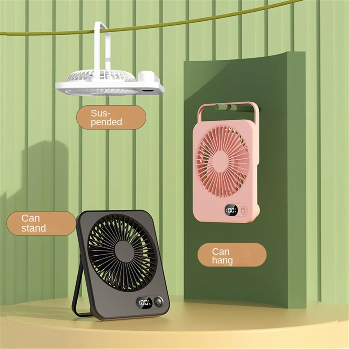 FZFZ مروحة مكتب محمولة USB قابلة للشحن 180 °   مروحة شخصية قابلة للطي مع شاشة عرض طاقة 5 سرعات طاولة فائقة الهدوء أ