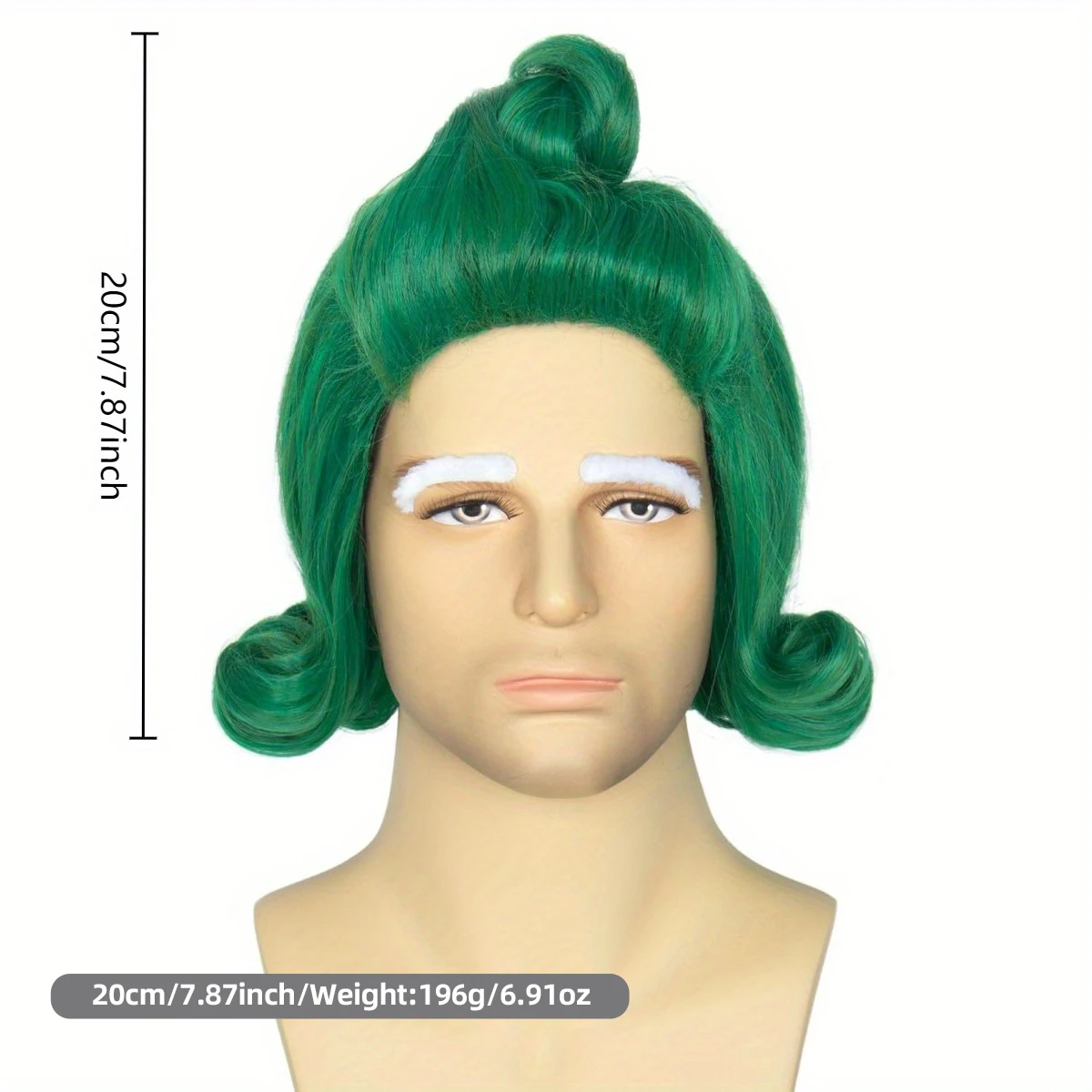 Perruque courte bouclée verte de Noël pour hommes, postiche synthétique de style Whacky, perruque de scène, perruque de cosplay, perruque de costume de Noël