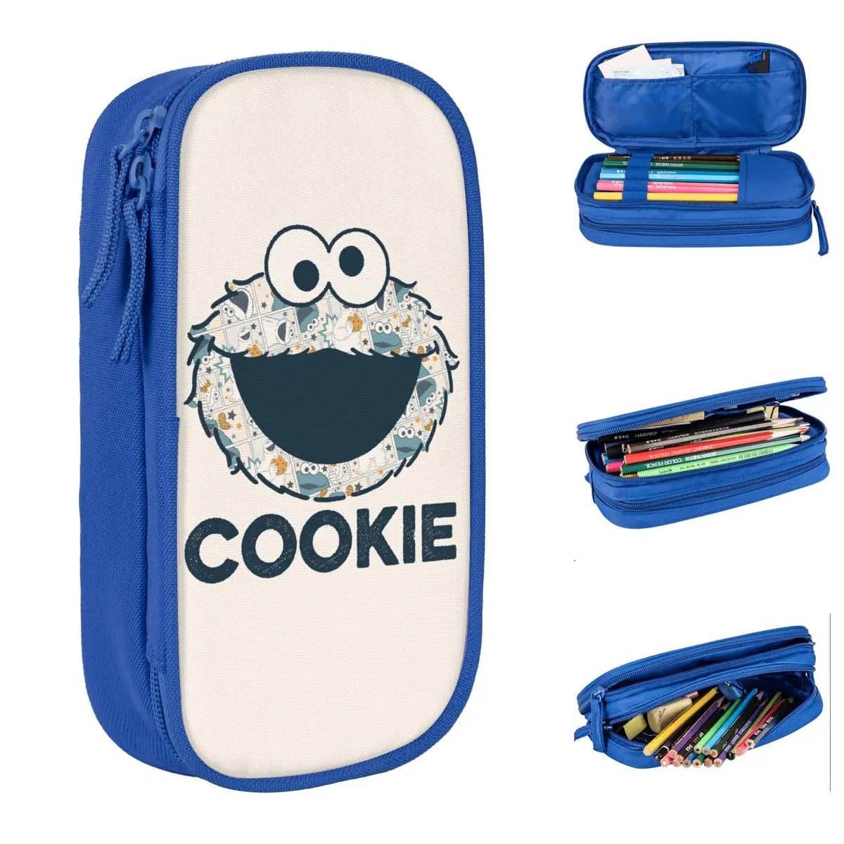 New Cookies Monsters Funny Head Pencil Cases Pencil Box Pen Box for Student Large Storage Bags Office Gifts Stationery