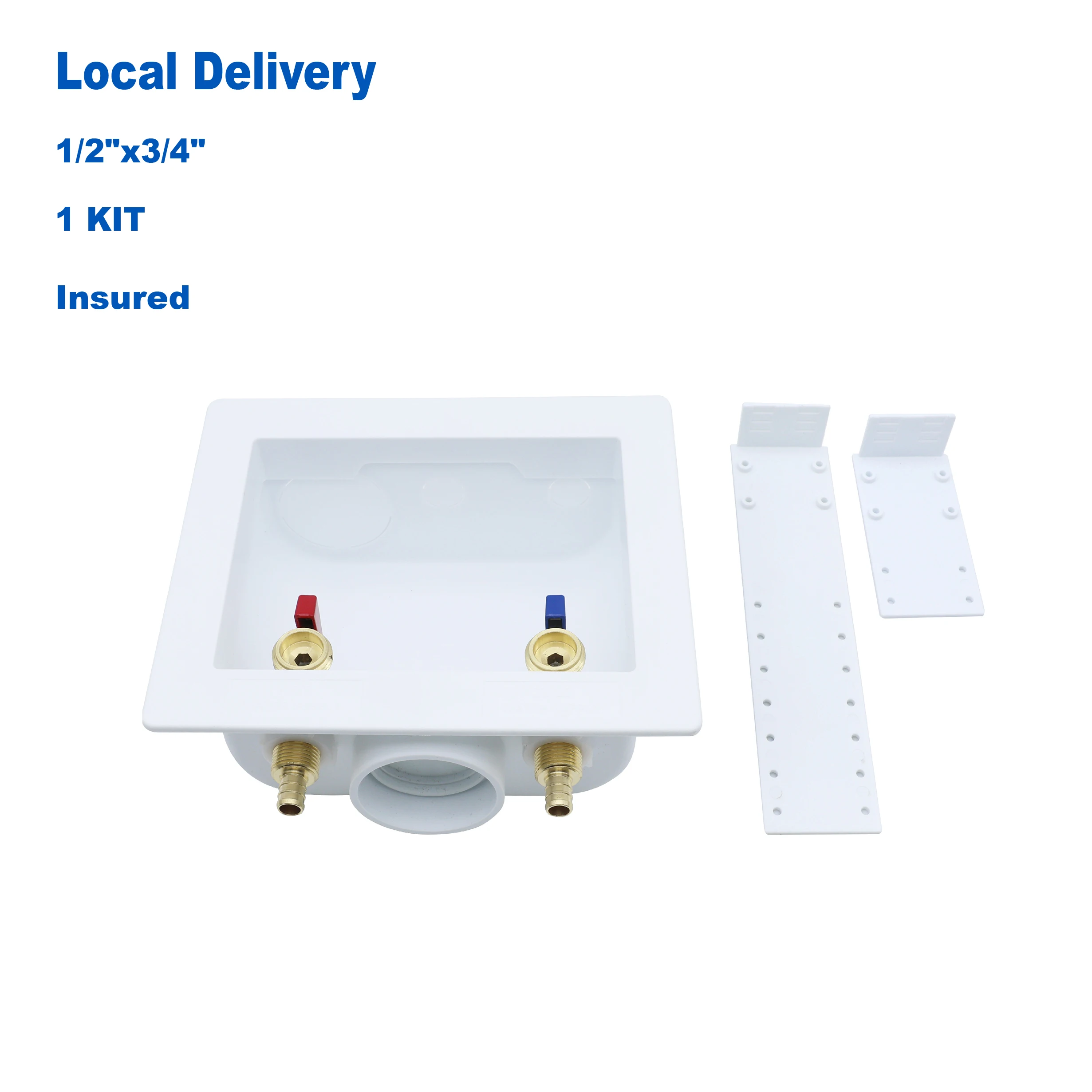 

KING SMART Washing Machine Outlet Box; 1/2" Crimp/F1807 PEX 3/4" MHT Outlet, 1/4" Turn; 1 Pcs/Case; 81214