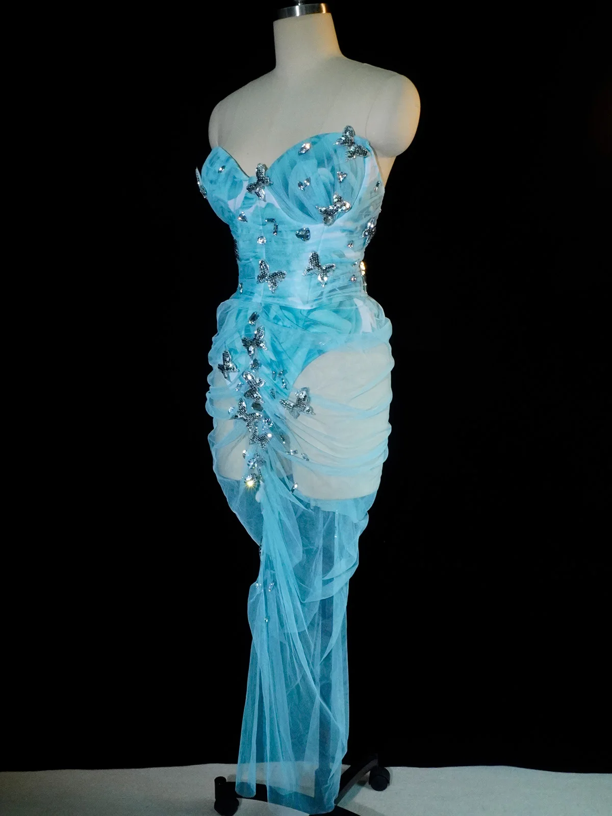 صفارة الإنذار فراشة الترتر تنورة علوية مجموعة النساء الثنائي لهجة المنشور الوردي منتصف الليل البط البري ملهى زي عيد ميلاد نادي المغني المرحلة ارتداء ​