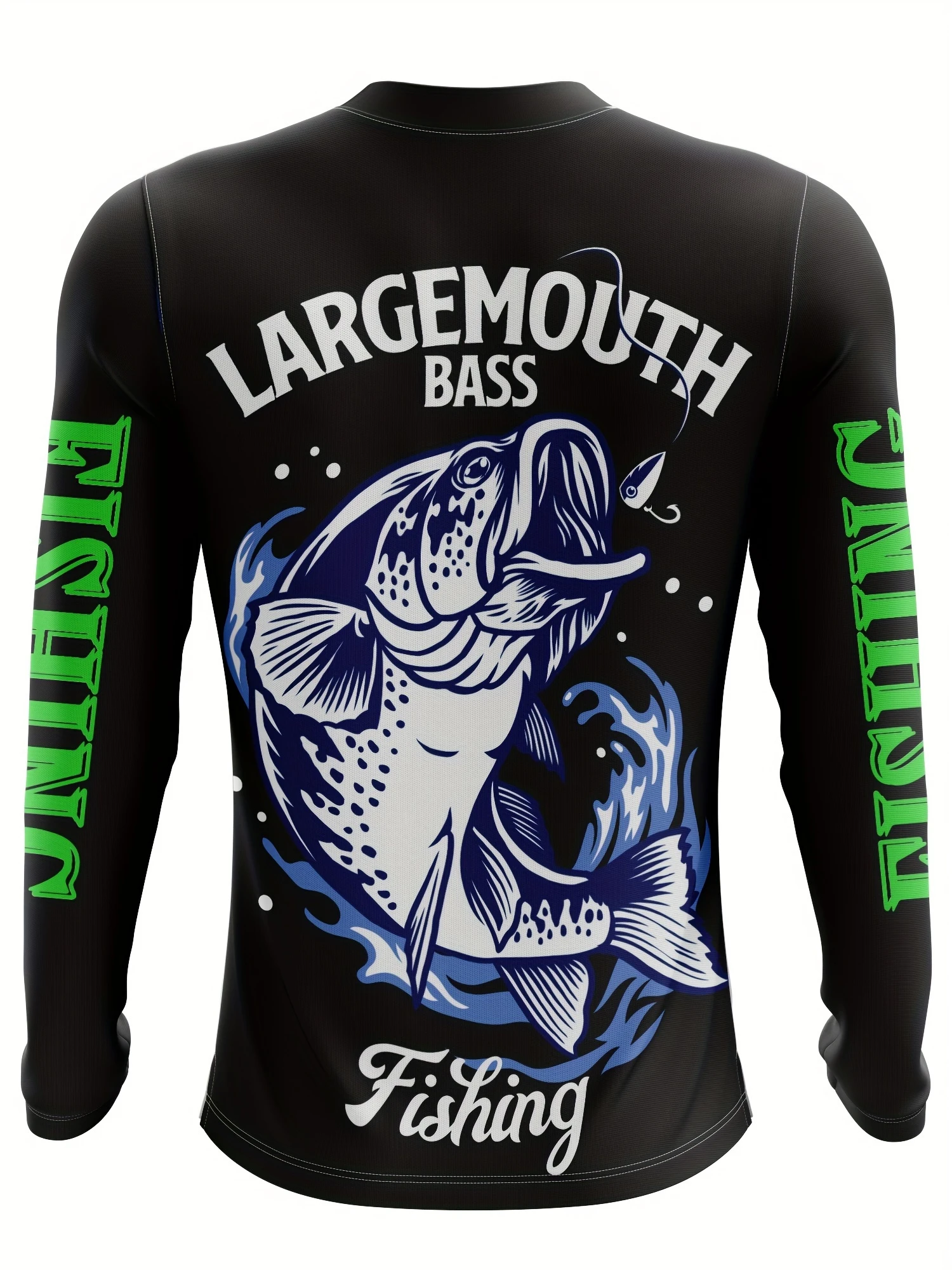 Largemouth Bass Fish Graphic Long Sleeve Fishing Jersey Family Matching Outdoor Stylish Printed Casual Daily Wear Soft Tee Top