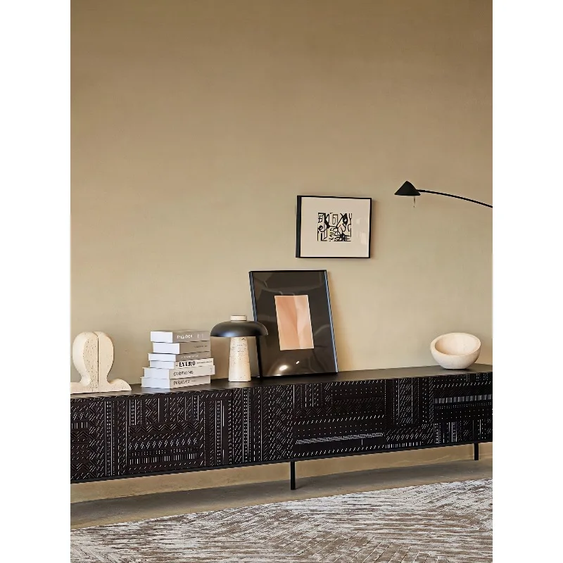 TV cabinet All solid wood teak TV cabinet, hand-carved cabinet