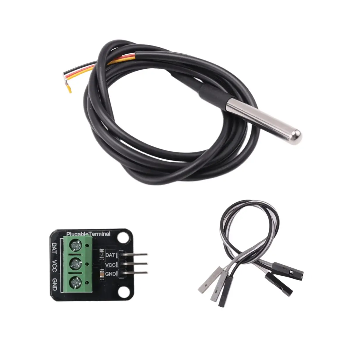 A49T  Temperature Sensor Module Kit Waterproof 100CM Digital Sensor Cable Probe Terminal Adapter for