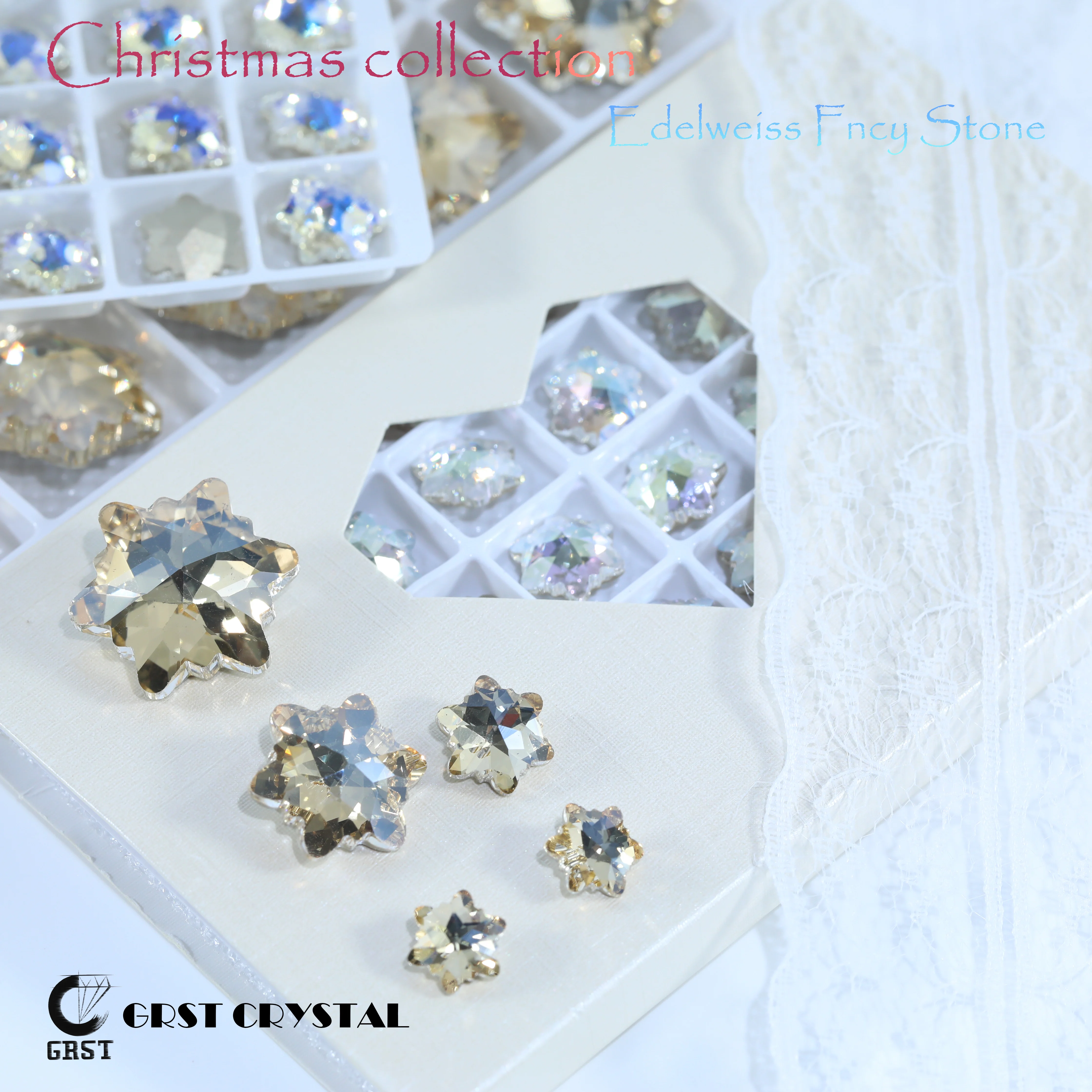 Edelweiss Fancy Stone Glänzende Kristalle Weihnachtskollektion Strasssteine DIY Bastelzubehör Haarschmuck Nagelkunst Taschenzubehör – Detail 1
