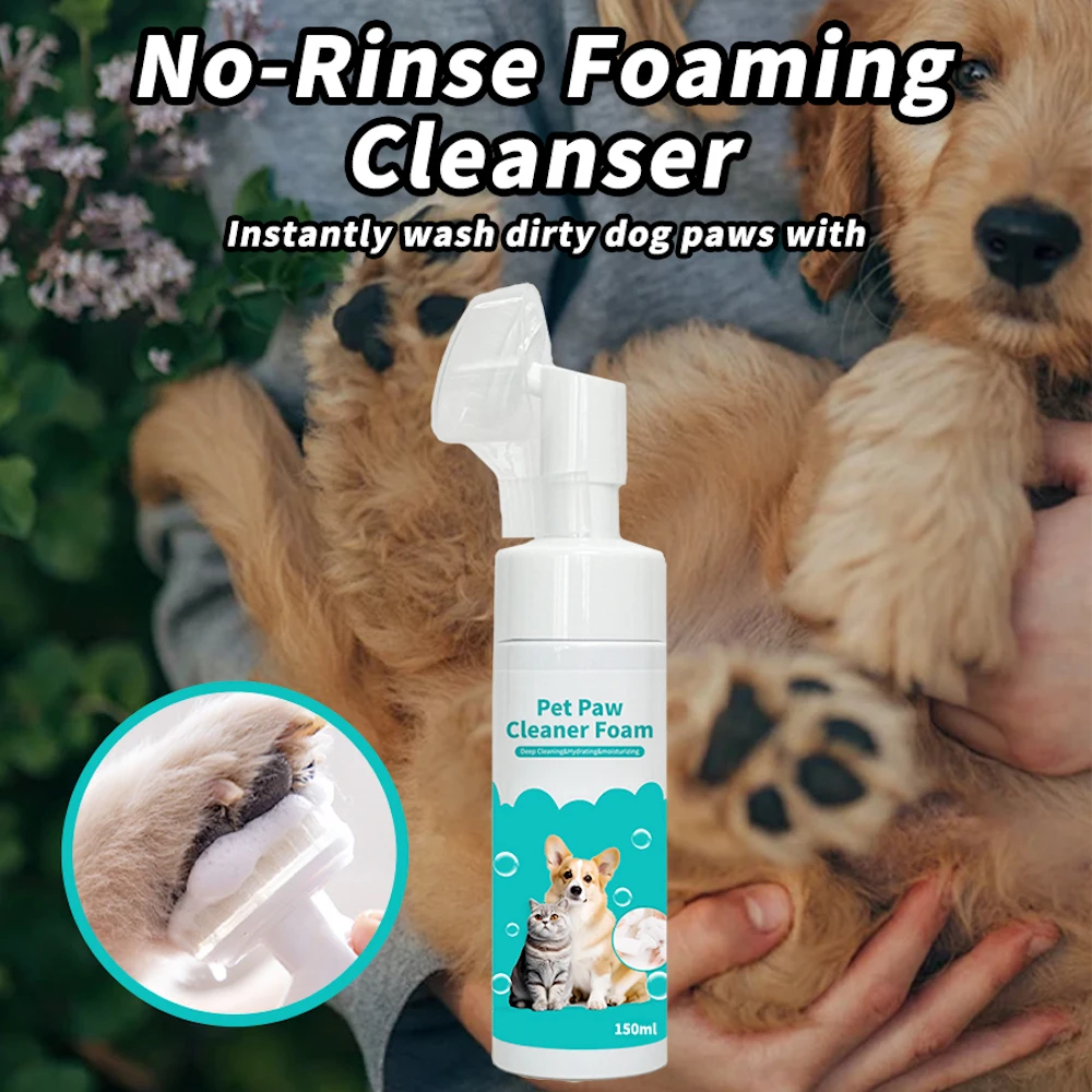 Dog Paw Cleaner Waterless Shampoo Paw Washer with Silicone Brush No-Rinse Foaming Paw Cleaner for Dogs & Cats | Dog Foot Washer