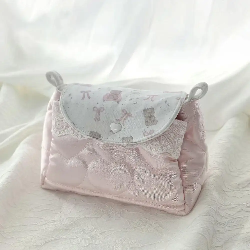 Kawaii Niedliche Bären-Schultertasche, Herz-Stepp-Handtasche, 3-lagiger Spitzen-Aufbewahrungsbeutel für Frauen und Mädchen, Handtasche im koreanischen Stil – Detail 3