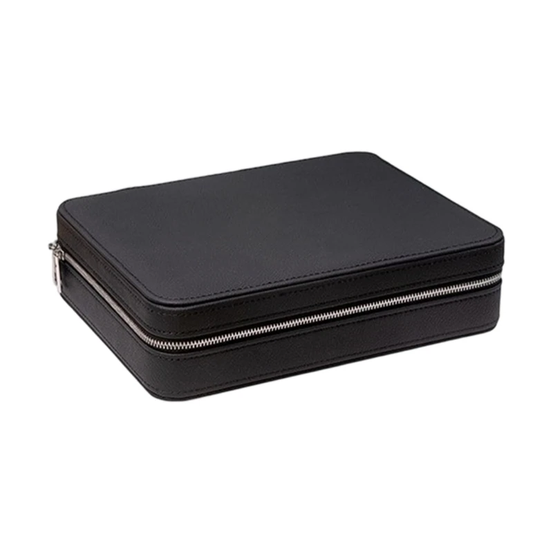 

Elegant Leather Watch and Eyewear Organizers Case with Clear Lid Display