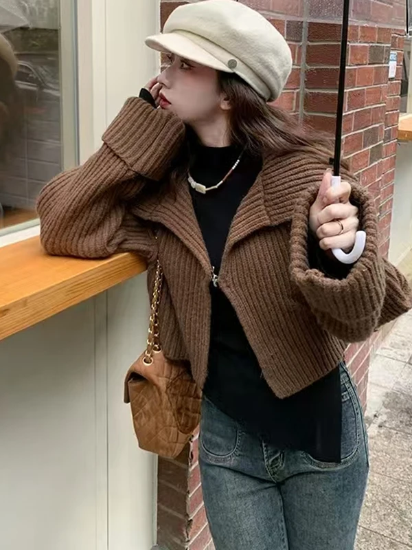Thiened tricoté ort Cardigan femmes Faionable coréen Sle printemps automne hiver chaud couleur Pure boutonné pull haut