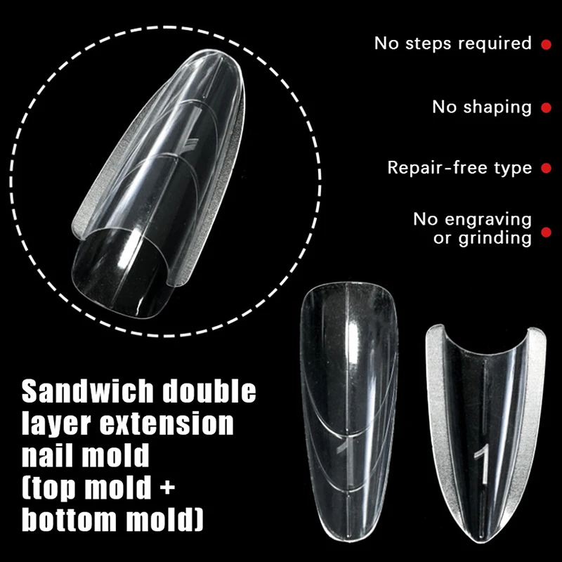 Sandwich Dual Nail Forms 240pcs 15size Extensions-Dual Forms Coffin Almond Nail Forms Top Mold Bottom Mold