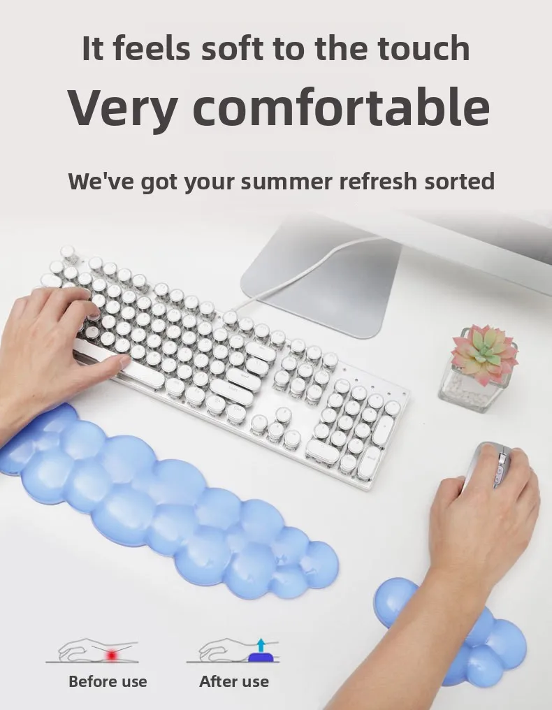 Wolkenförmige Silikon-Handgelenkauflage Mauspad Tastaturunterlage Ergonomische Schreibtischunterlage für Büro und Gaming in 8 Farben – Detail 7