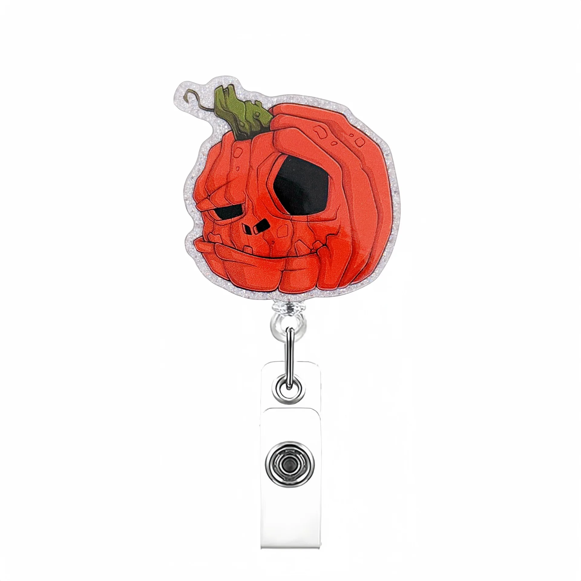 Retractable Id Holder Personalized Acrylic Badge Reel Halloween Badge Holder Compact Pumpkin Badge Reel For Doctors Hospitals