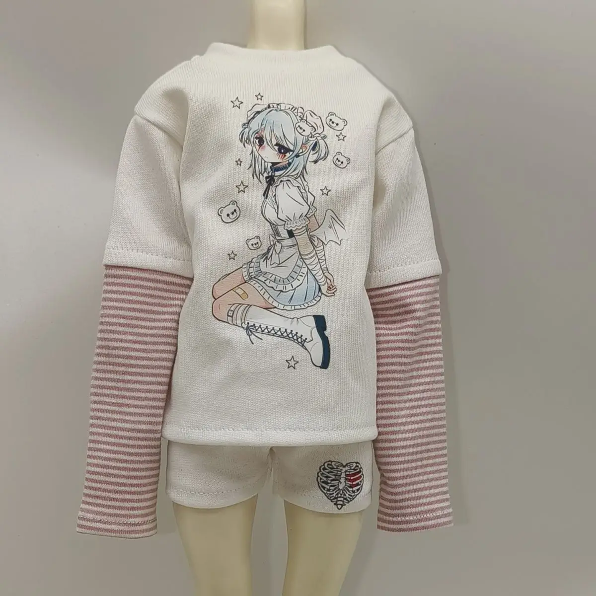 

1/4 1/6 Doll's Clothes Suit for 45/30cm Male Female Bjd Doll Long Sleeves+shorts+leg Covers Dress Up Doll Accessories, No Doll