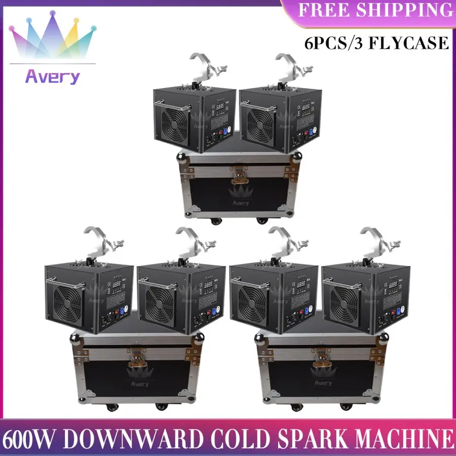 No Tax 3Flycases 6PCS 600W Upside Down Hanging Spark Machines Stage Equipment for Wedding Stage Bar DJ Chrismas Equipment